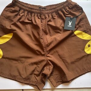 Pleasures x Playboys Mens Collide Shorts Brown Size Medium - NWT